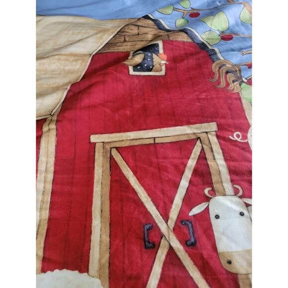 Debbie Mumm Farmer Barn Yard Harvest Fall Sherpa Throw Blanket 45" x 56" - Picture 5 of 13